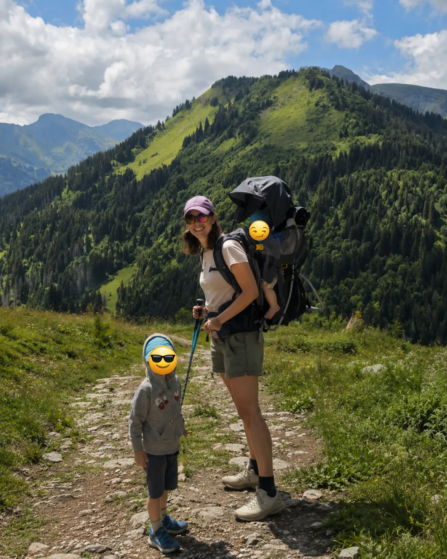 Kasia hiking in the mountains with her two sons